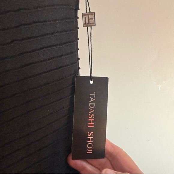 TADASHI SHOJI Sz S Illusion Lace Fit & Flare Stretch Knit Ribbed Maxi Dress NEW - Picture 5 of 12